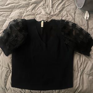 Anthropologie DOLAN FLORAL APPLIQUE TOP plus 3x